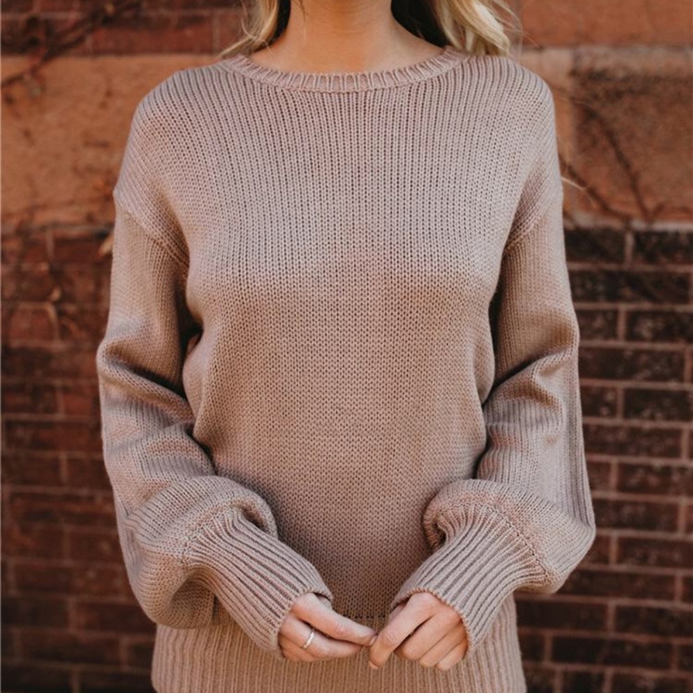 🎀HP🎀 Blush Pink Open Back Knit Sweater - Picture 3 of 5